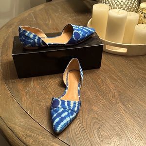 J. Crew, flats, tie dye blue, size 7